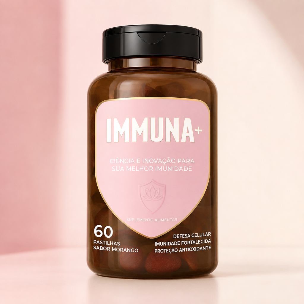 Frasco de Immuna+ multivitamínico com 23 micronutrientes